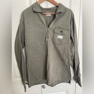 Frank & Oak Olive half zip Shirt
